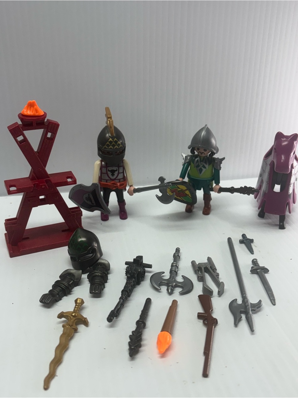 Playmobil Medieval Knights Mixed Lot 2 Figures + Weapons Shield Accesories
